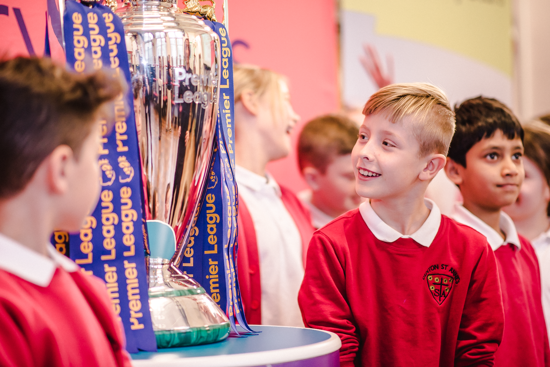 Premier League trophy at St Anthony's Catholic Primary School in Hull.