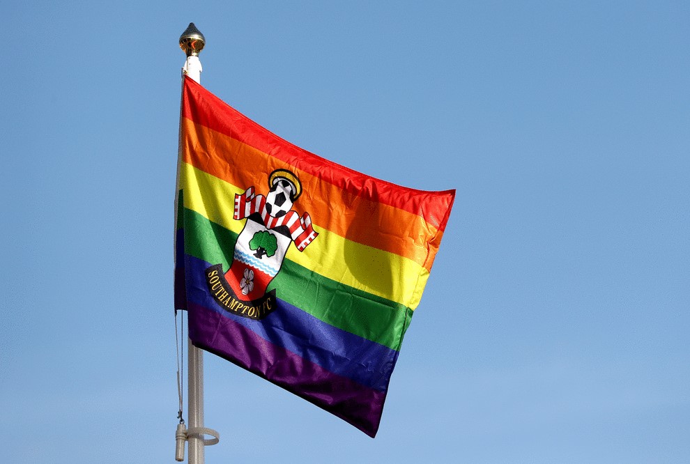 Photo displays the Rainbow flag (LGBT)